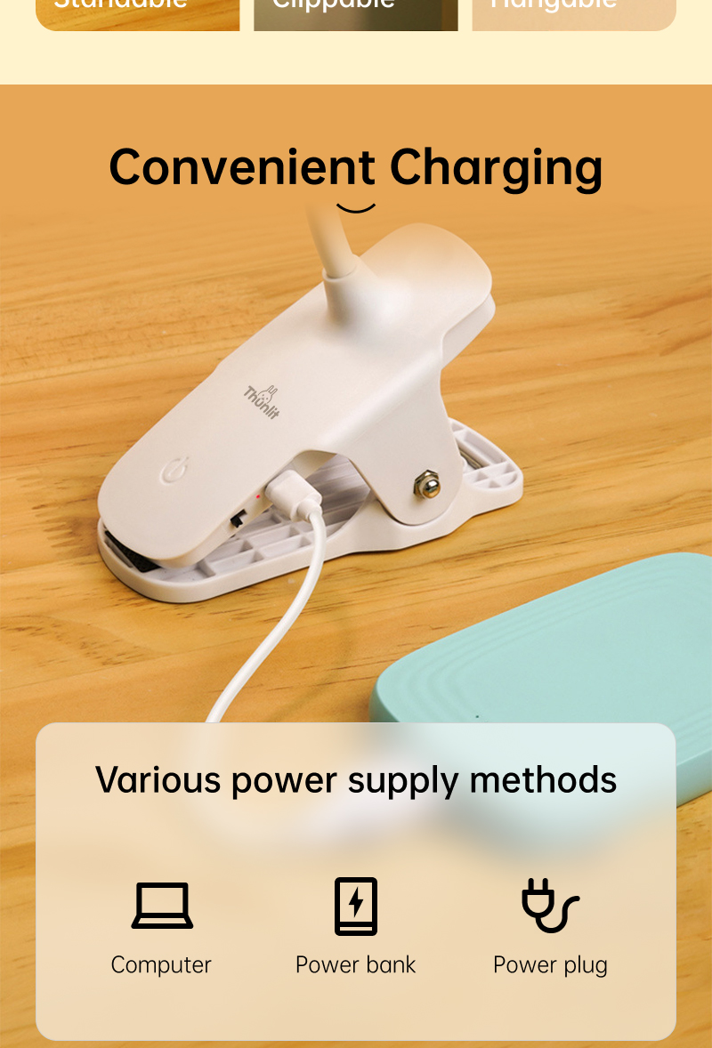 Cổng sạc USB Type-C đèn kẹp Thunlit