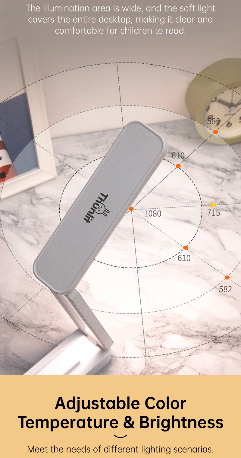 Mô tả Đèn đọc sách gấp Thunlit 2000mAh có thể sạc lại, đèn đọc sách cầm tay có thể gập lại, đèn đọc sách có thể điều chỉnh độ sáng với 3 nhiệt độ màu - 5