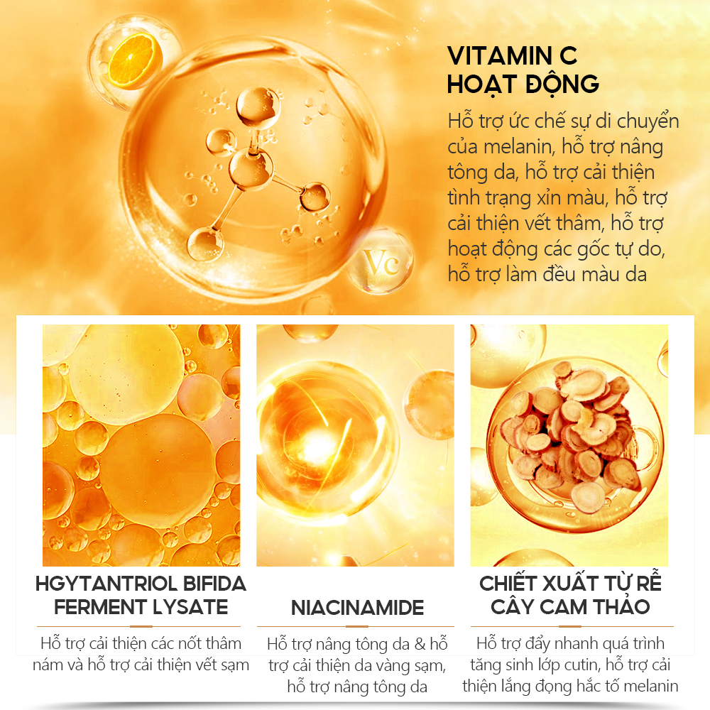 Hiệu quả làm trắng da của Vitamin C VIBRANT GLAMOUR