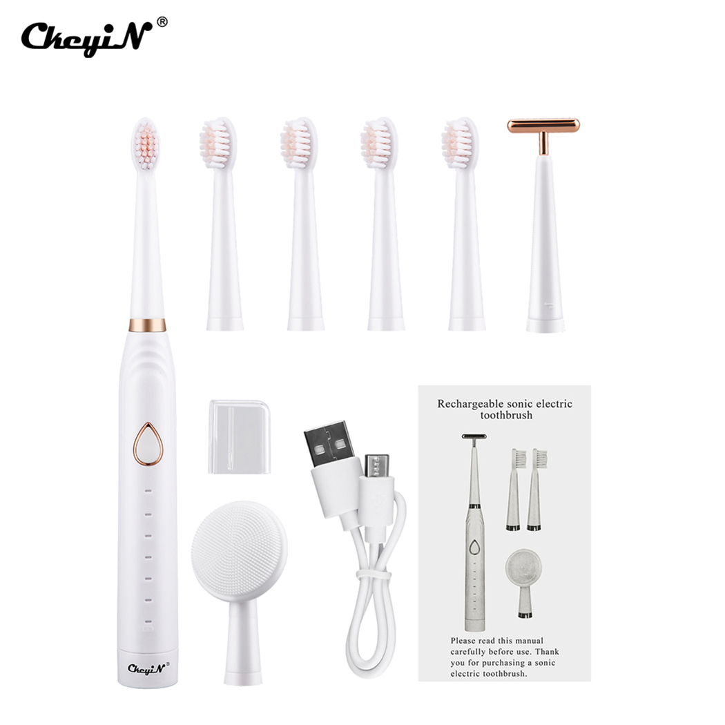 Mô tả CkeyiN Bàn chải đánh răng điện làm trắng 3 trong 1 với công nghệ sóng siêu âm KQ135 - 1