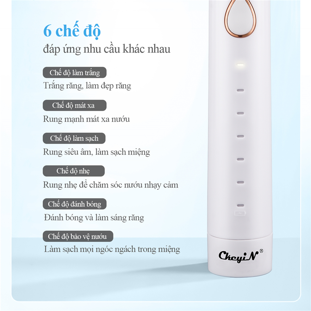 Mô tả CkeyiN Bàn chải đánh răng điện làm trắng 3 trong 1 với công nghệ sóng siêu âm KQ135 - 5
