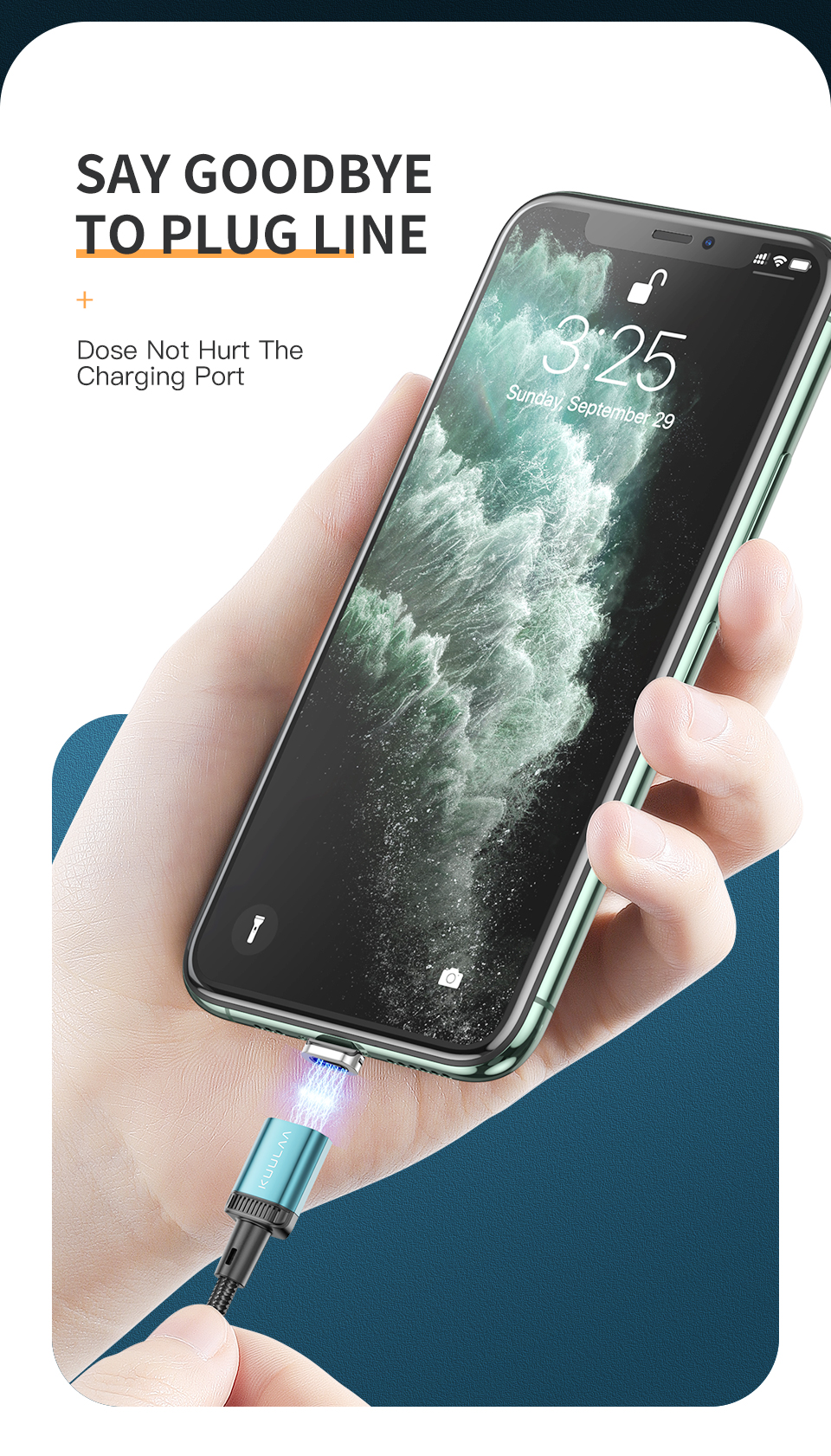 Mô tả Kuulaa Cáp Từ Tính 3 Trong 1 Loại C USB C 3A Sạc Nhanh Cho Điện Thoại Thông Minh Cáp Micro Lightning Cho iPhone Android - 2