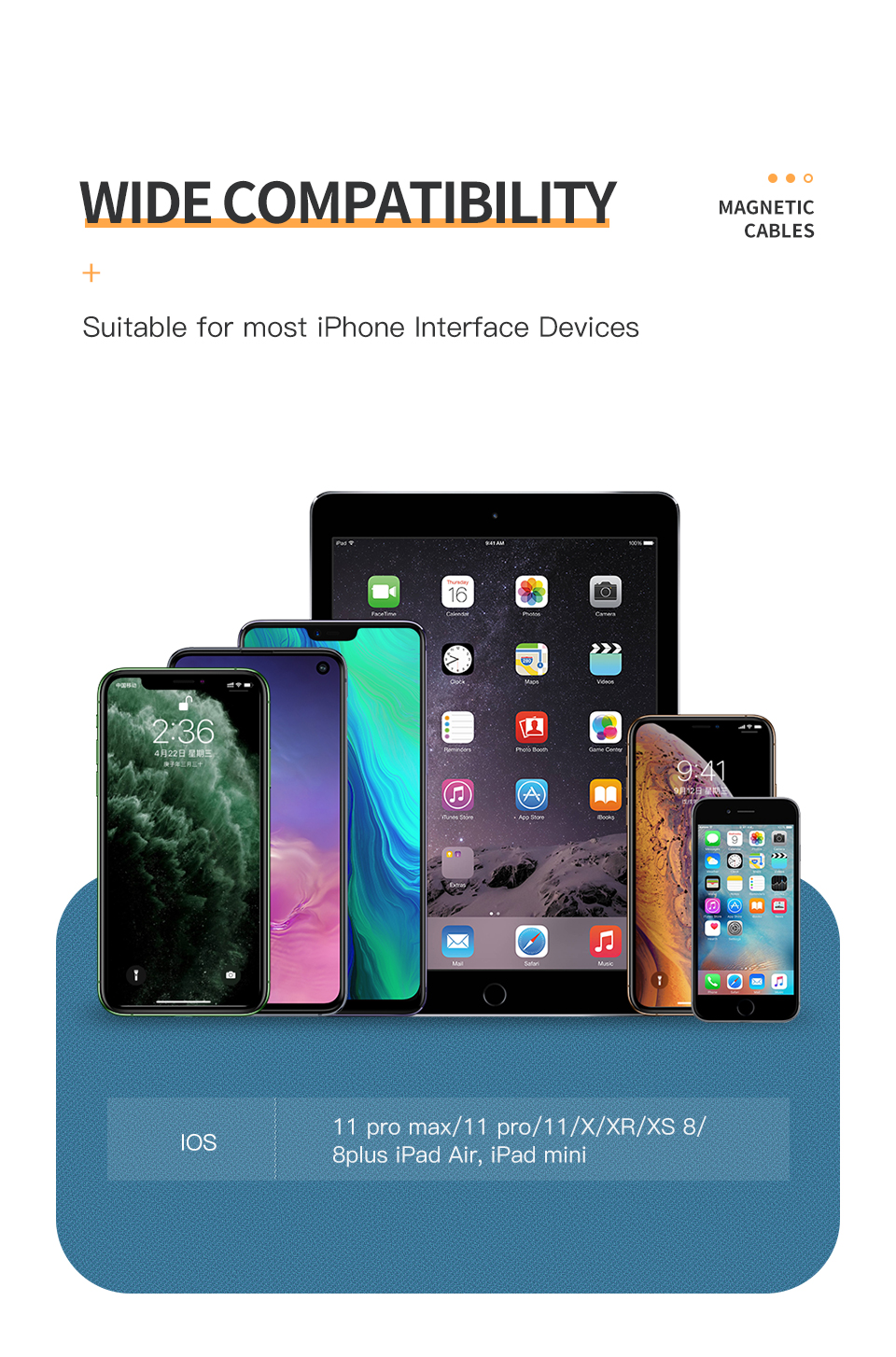 Mô tả Kuulaa Cáp Từ Tính 3 Trong 1 Loại C USB C 3A Sạc Nhanh Cho Điện Thoại Thông Minh Cáp Micro Lightning Cho iPhone Android - 9