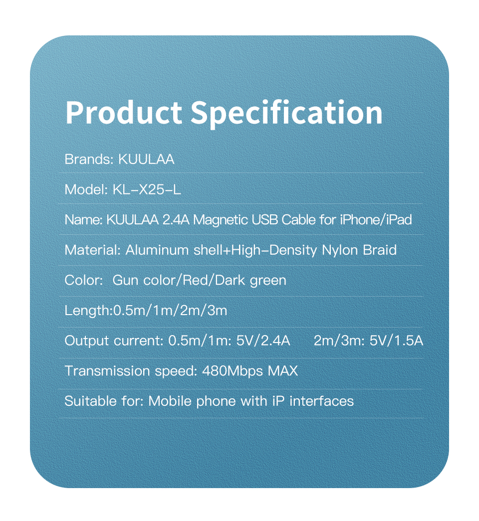 Mô tả Kuulaa Cáp Từ Tính 3 Trong 1 Loại C USB C 3A Sạc Nhanh Cho Điện Thoại Thông Minh Cáp Micro Lightning Cho iPhone Android - 12
