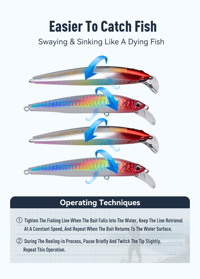 Mô tả Vương Quốc Mới Jerkbaits Mồi Câu Cá 70mm 90mm 110mm 7.5g 14g 18g Chìm Minnow Dụ Mồi Cứng Mồi Câu Cá Mồi Wobblers - 7
