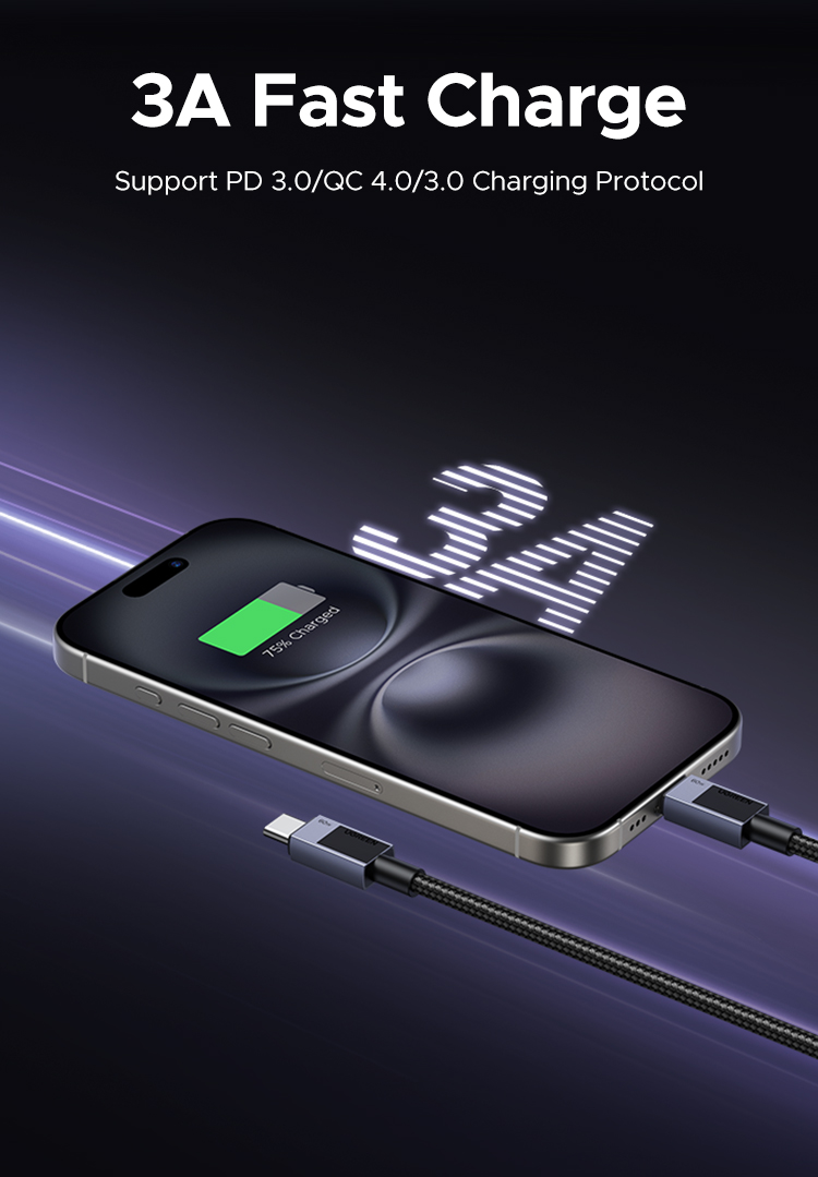 Cáp USB C UGREEN PD60W Cáp sạc nhanh 3A cho Macbook Samsung S24 Ultra Xiaomi Huawei USB C Cáp dữ liệu iPhone 16 Pro Max – ảnh mô tả chi tiết 3