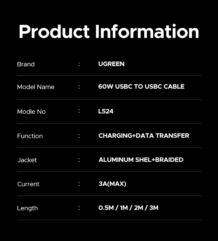 Cáp USB C UGREEN PD60W Cáp sạc nhanh 3A cho Macbook Samsung S24 Ultra Xiaomi Huawei USB C Cáp dữ liệu iPhone 16 Pro Max – ảnh mô tả chi tiết 10