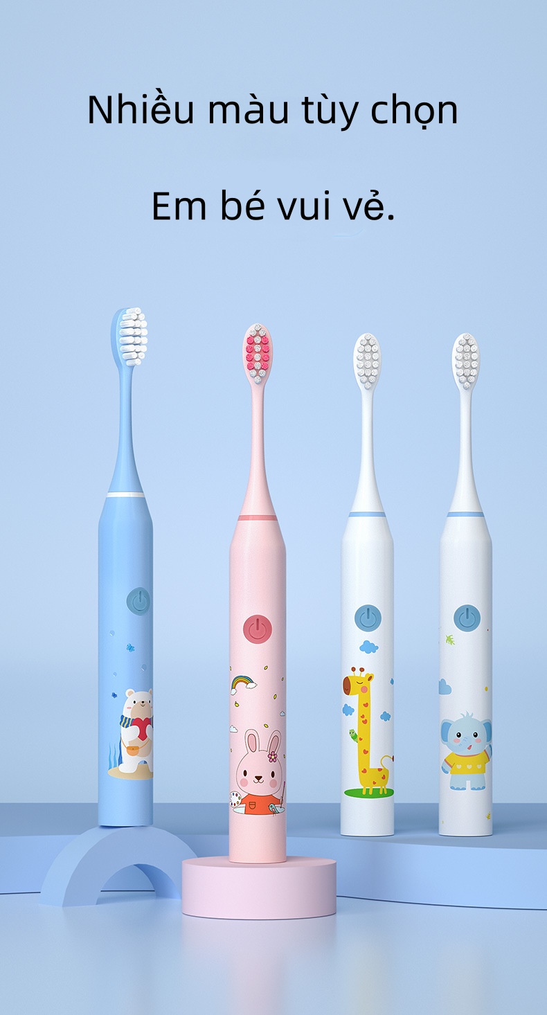 Mô tả EVEBOT Bàn chải đánh răng điện trẻ em, Bàn chải đánh răng lông mềm rung siêu âm, Vệ sinh răng miệng, Chống nước IPX7, Sạc USB, 5 cấp độ có thể điều chỉnh - 4
