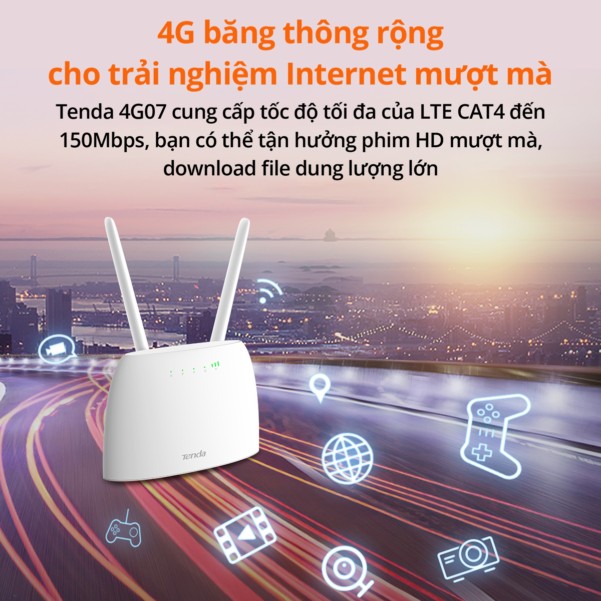 Mô tả Bộ Phát WiFi Tenda 4G07 Chuẩn AC 1200Mpbs Dùng Sim 4G/3G Dùng Cho Ôto Và Nơi Không Có Internet - 3