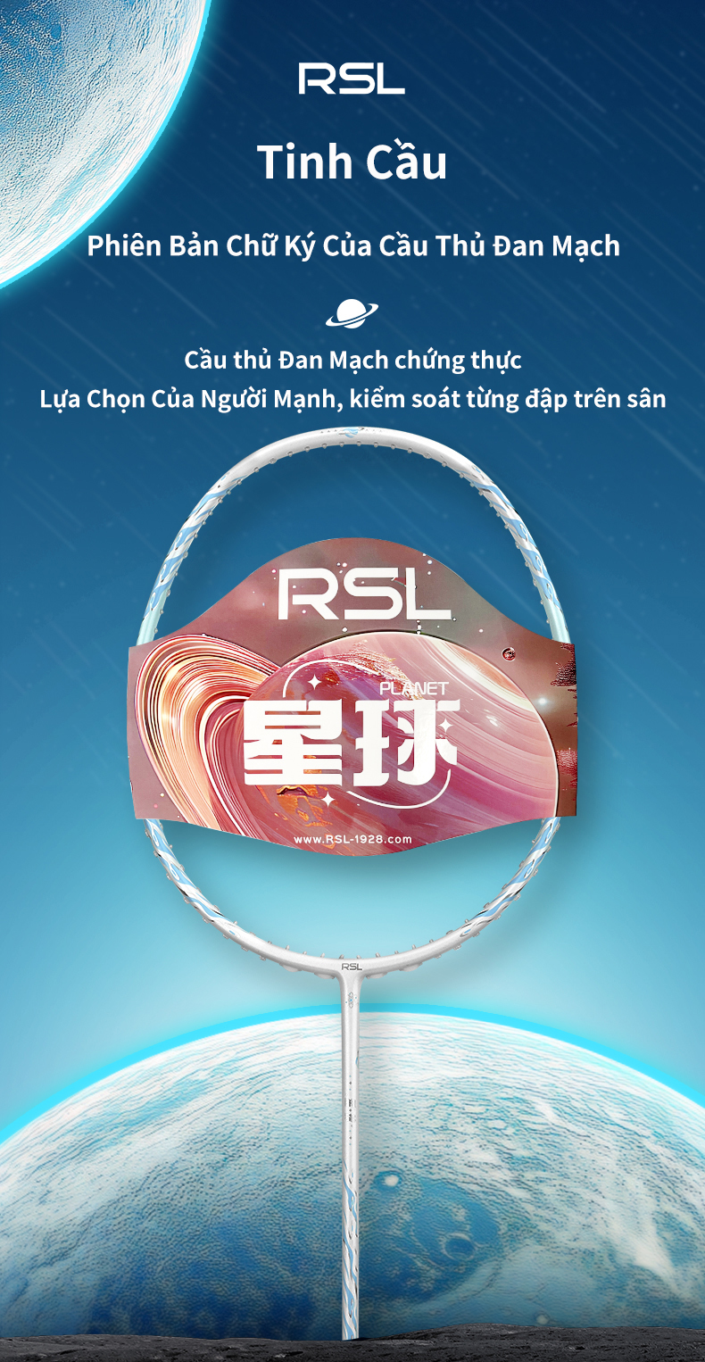 Vợt Cầu Lông Rsl Planet, Sợi Carbon 5u, Tấn Công Và Phòng Thủ, Căng 