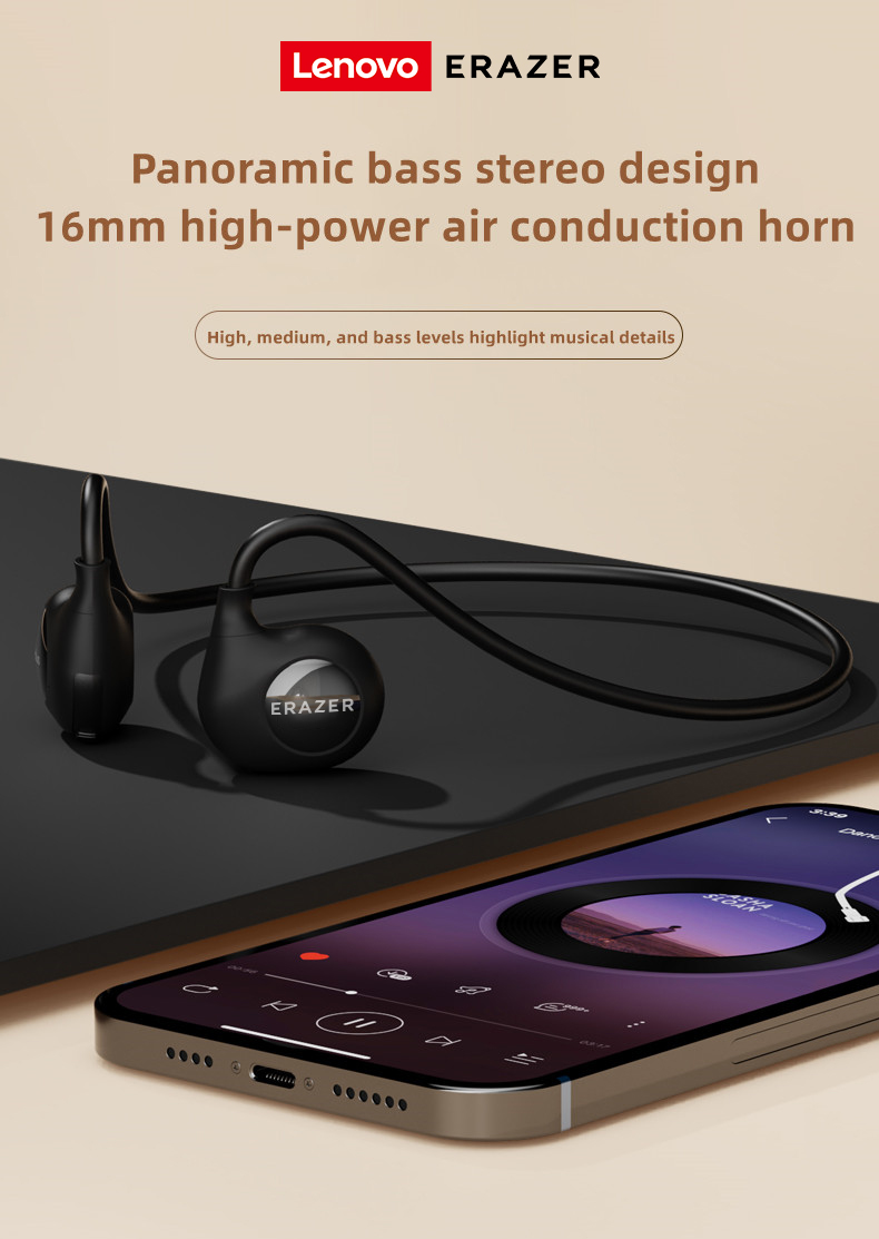 Mô tả 100% Ori Lenovo Thinkplus XT95 MAX Tai nghe Bluetooth V5.3 Tai nghe thể thao Tai nghe dẫn truyền xương không dây HiFi Stereo IPX5 Chống nước có Mic - 3