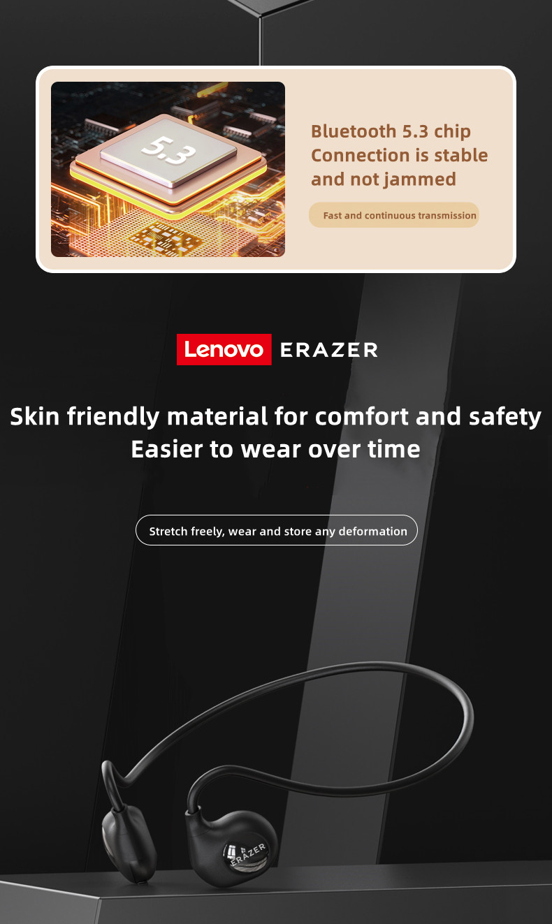 Mô tả 100% Ori Lenovo Thinkplus XT95 MAX Tai nghe Bluetooth V5.3 Tai nghe thể thao Tai nghe dẫn truyền xương không dây HiFi Stereo IPX5 Chống nước có Mic - 11