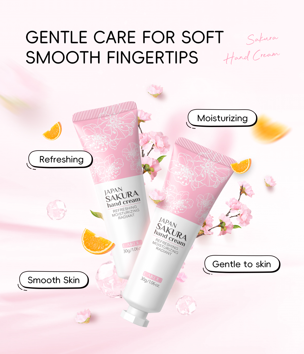 Mô tả Kem dưỡng da tay LAIKOU hoa anh đào Nhật Bản nuôi dưỡng làm sáng phục hồi làn da thô ráp cao cấp 30g - 3