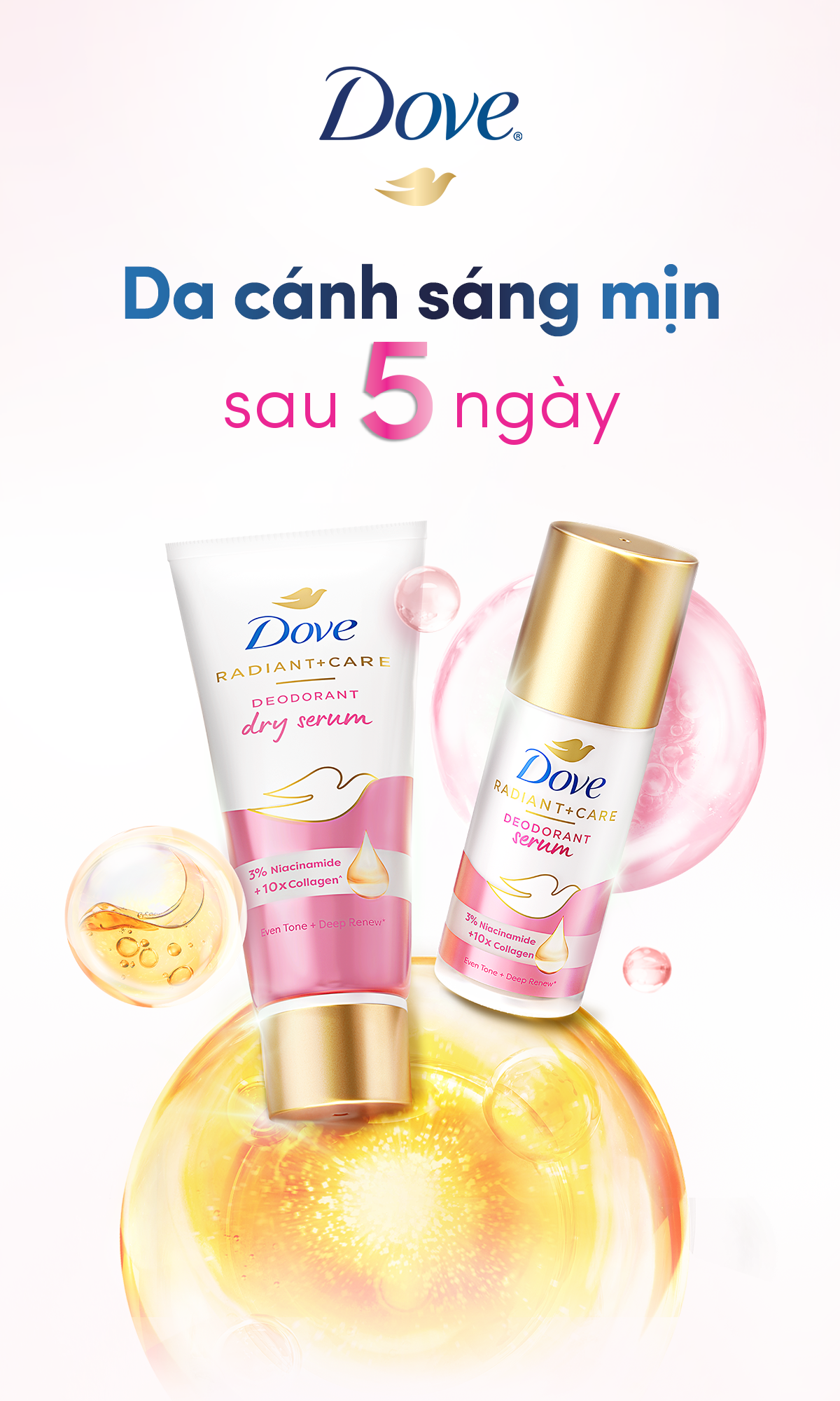 Mô tả [CHÍNH HÃNG] Dove Serum dưỡng sáng khử mùi Dove dành cho nữ với 3% Niacinamide giúp da sáng mịn đều màu 40ml tốt như lăn - 1