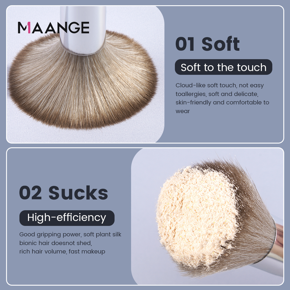 Mô tả Set cọ trang điểm cá nhân MAANGE 14 cây màu xám bạc có bao da 1414 - 5