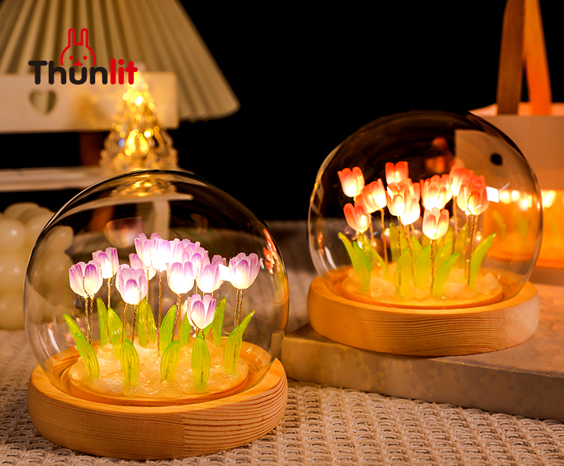 Đèn Ngủ Hoa Tulip DIY Màu Hồng