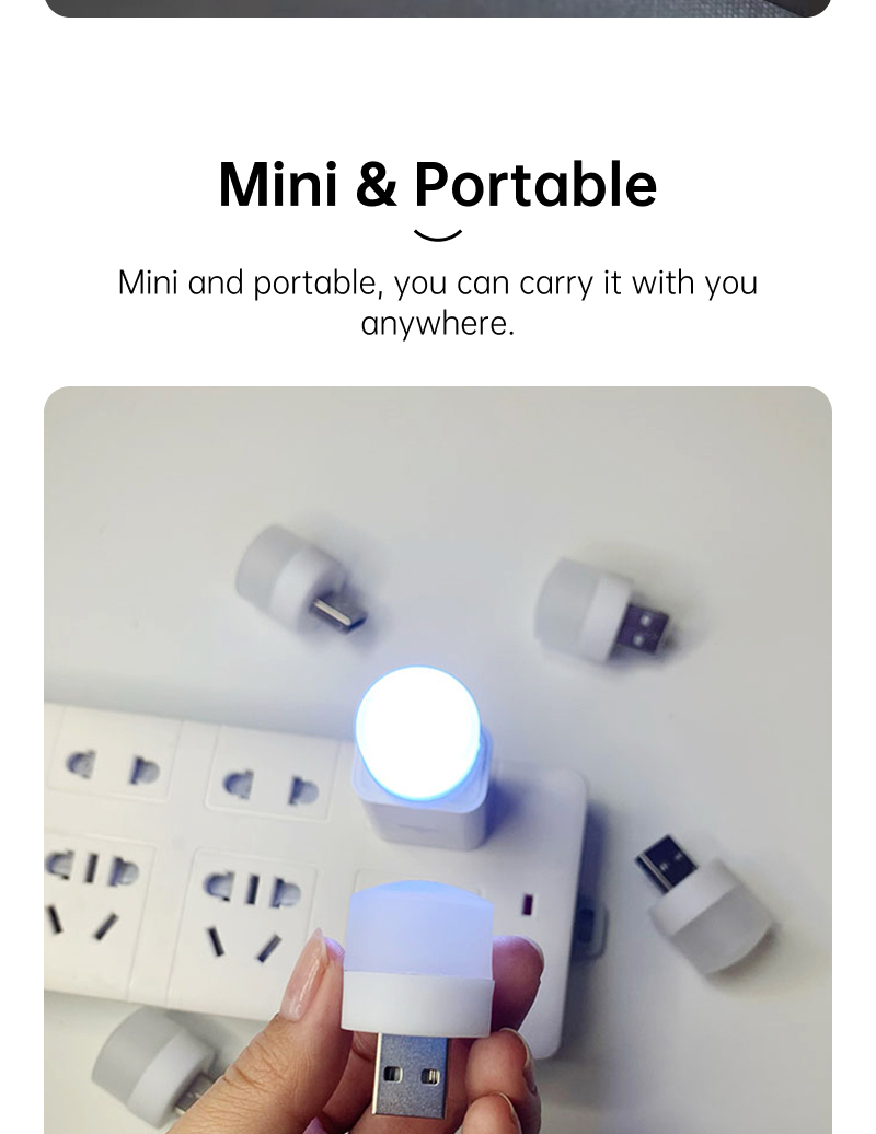 Mô tả Thunlit USB Đèn ngủ 5PC/1PC Mini LED Ánh sáng trắng Bảo vệ mắt Đèn đọc sách Tròn nhỏ cầm tay - 3