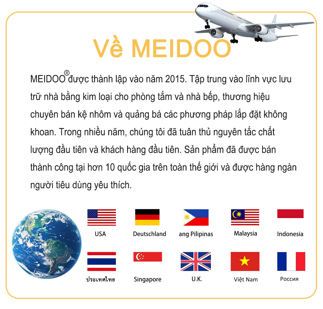 Mô tả Giá đỡ MEIDOO chất liệu nhôm dán keo 3M đựng xà phòng tiện dụng - 1