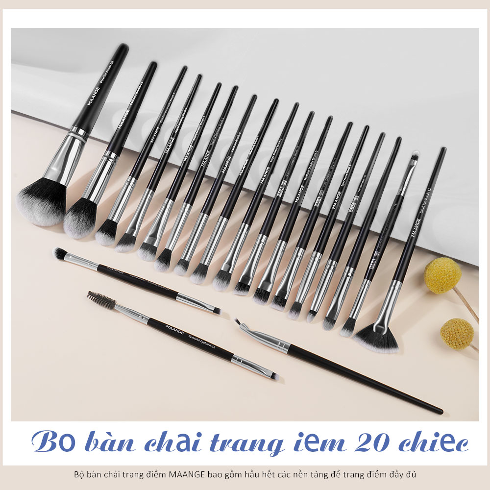 Mô tả Bộ 20 cọ makeup MAANGE lông mềm cao cấp kèm hộp đựng cọ trang điểm cầm tay 5748H - 1