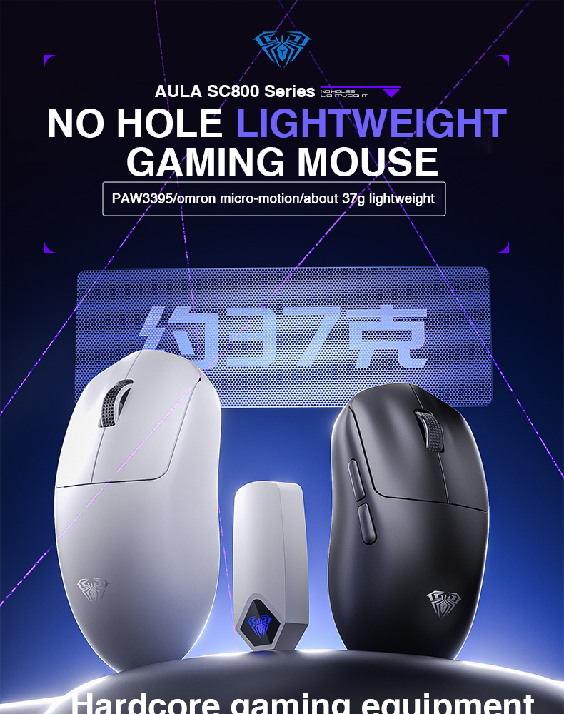 Chuột chơi game AULA SC800 Kết nối hai chế độ USB-C / 2.4G Nhẹ 37g ...