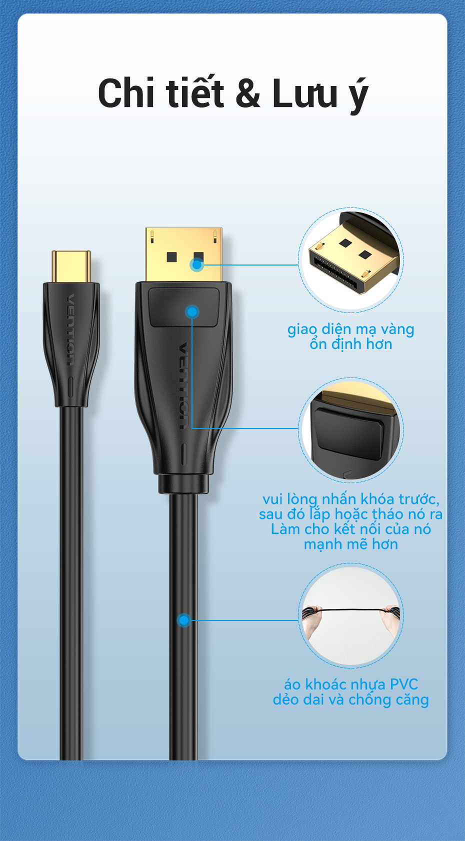 Đầu Cáp DisplayPort Vention