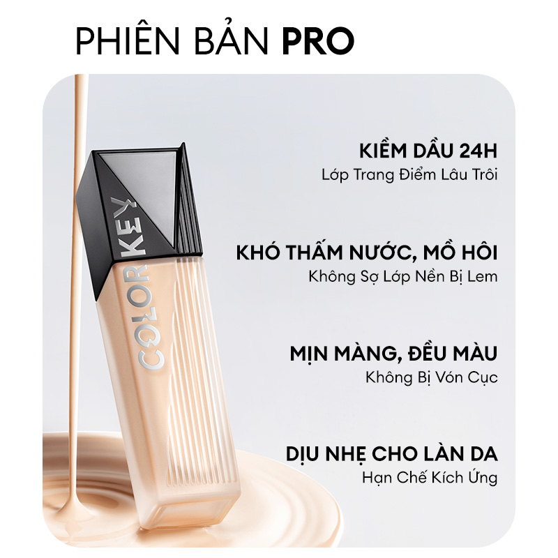 Mô tả Kem Nền COLORKEY Dạng Lỏng Chân Ái Cho Da Dầu Cho Lớp Trang Điểm Lì Mỏng Nhẹ và Lâu Trôi 30g - 3