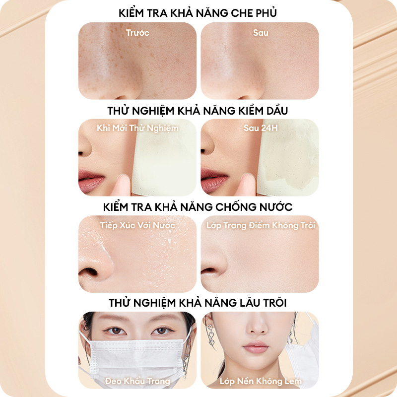 Mô tả Kem Nền COLORKEY Dạng Lỏng Chân Ái Cho Da Dầu Cho Lớp Trang Điểm Lì Mỏng Nhẹ và Lâu Trôi 30g - 8