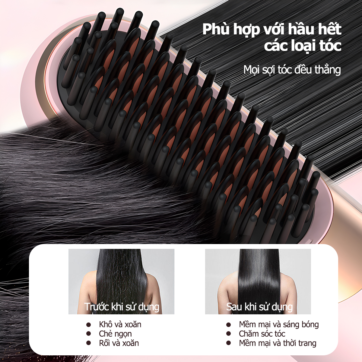 Mô tả CkeyiN Lược điện chải thẳng tóc ion âm cao cấp, tạo kiểu chuyên nghiệp máy uốn duỗi tóc, làm xoăn ép HM008 - 4