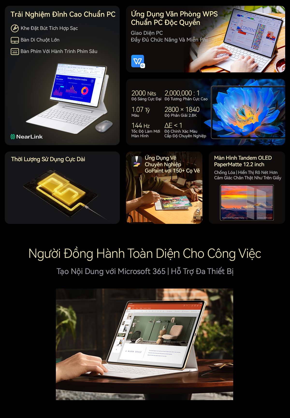 Mô tả Máy tính bảng HUAWEI MatePad Pro 12.2" Màn Hình Tandem OLED PaperMatte 12.2" | Bàn Phím Trượt HUAWEI Glide - 1