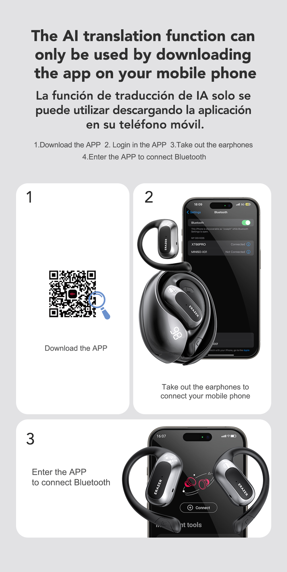 Mô tả Lenovo ERAZER X5 Al Thông Minh Thời Gian Thực Dịch Tai Nghe Không Dây Mở Tai Bluetooth 5.4 Có Màn Hình LED Tai Nghe Kinh Doanh Có Mic Chống Thấm Nước IPX5 - 8