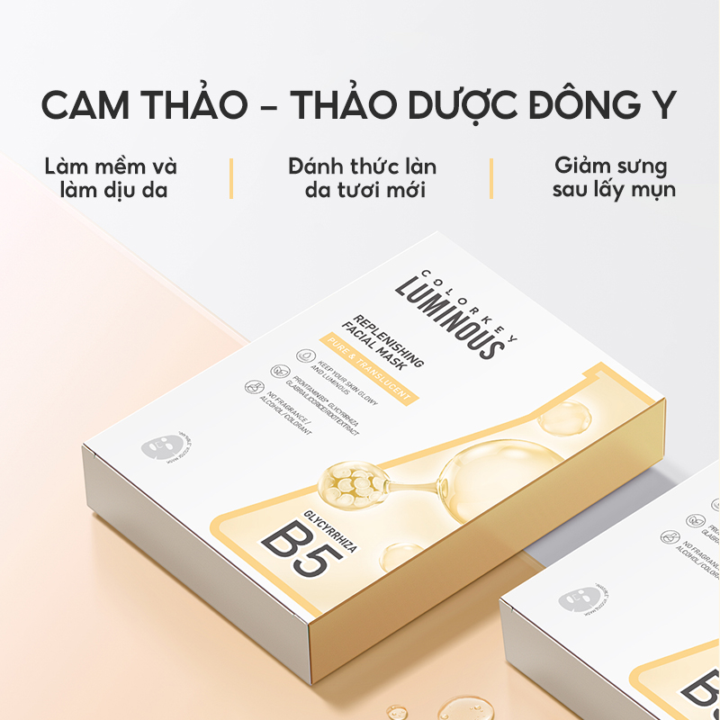 Mô tả 1 Hộp 10 Miếng Mặt Nạ Giấy COLORKEY LUMINOUS B5 Hỗ Trợ Phục Hồi 25ml/miếng - 4