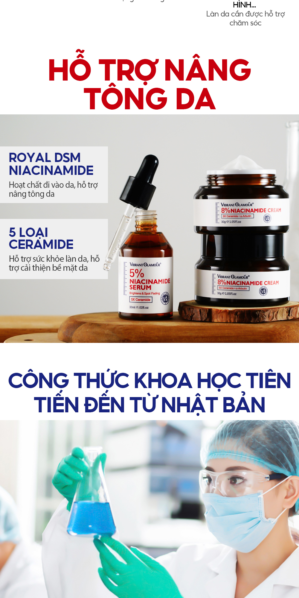 Mô tả ROYAL DSM Niacinamide & 5X Ceramide 2PCS VIBRANT GLAMOUR 5% + 8% Niacinamide + 3X Centella，Làm Trắng Nhanh & Mờ Đốm Đen, Tàn Nhang & Giảm Sự Tích Tụ Melanin $ Nuôi Dưỡng Sâu & Giảm Đỏ Da, 30ml + 30g - 2