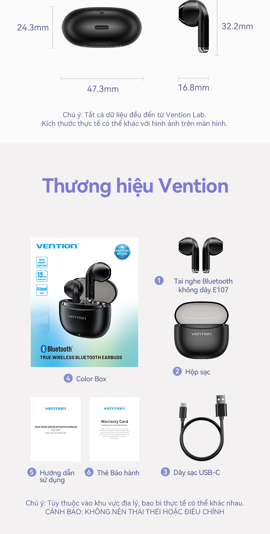Các màu sắc tai nghe Vention elf e06
