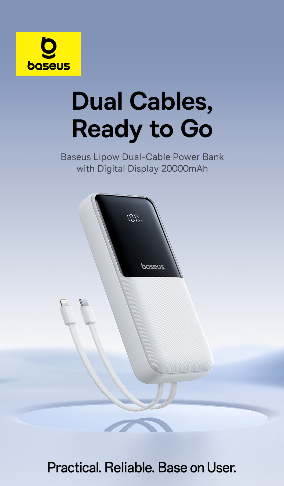Sạc dự phòng Baseus Lipow 20000mAh, hai cổng, màn hình hiển thị, sạc nhanh 22.5W – ảnh mô tả chi tiết 1