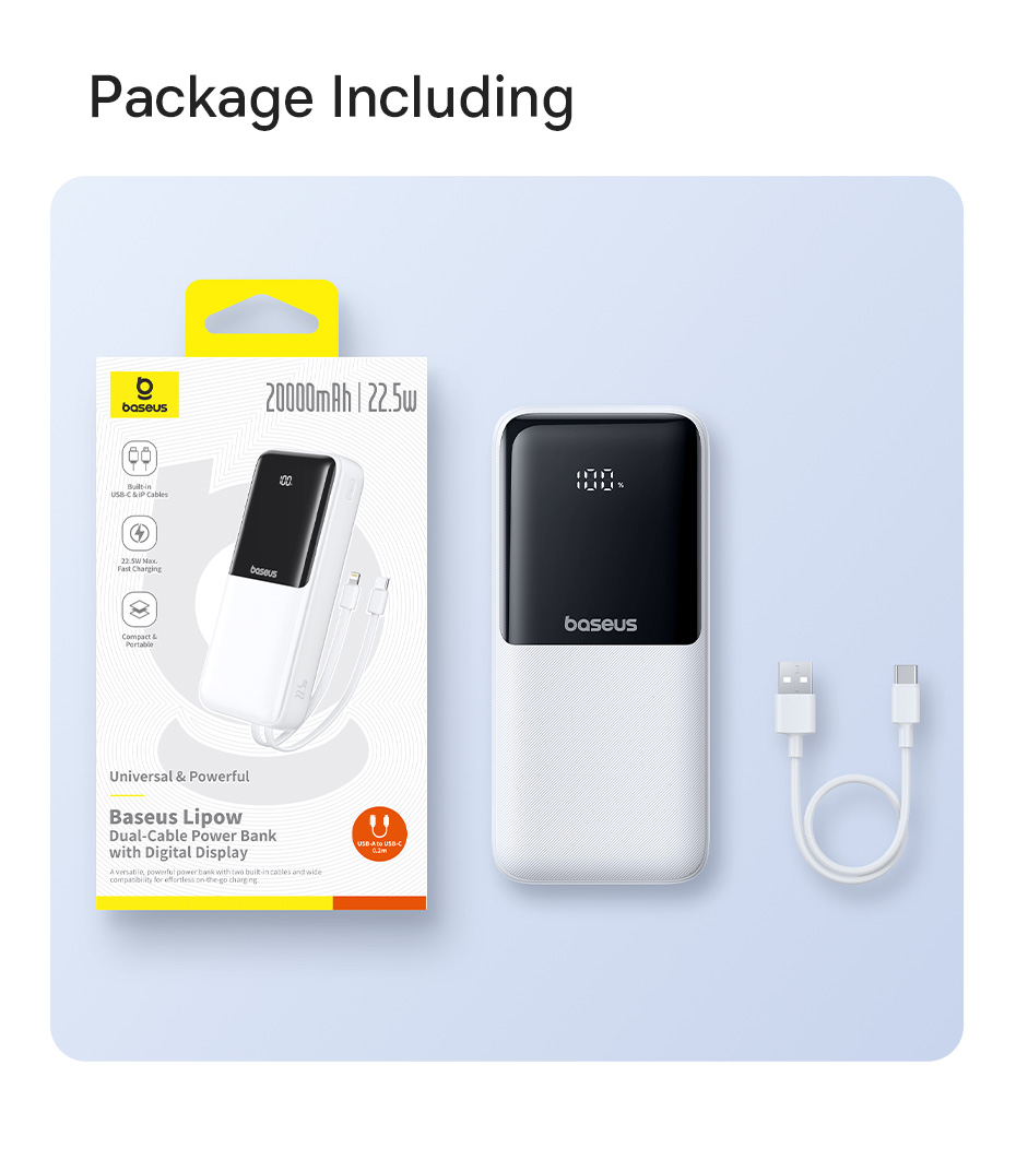 Sạc dự phòng Baseus Lipow 20000mAh, hai cổng, màn hình hiển thị, sạc nhanh 22.5W – ảnh mô tả chi tiết 12