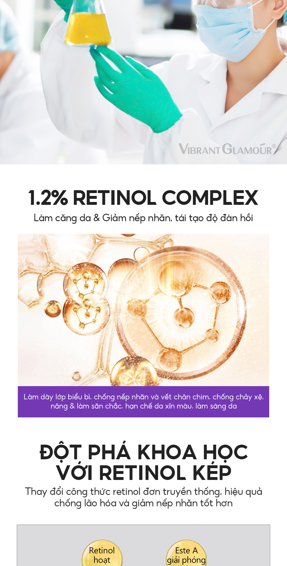 Mô tả Serum Retinol Pro-xylane 3X Chống Lão Hóa 15pcs*2ml VIBRANT GLAMOUR Làm Săn Chắc & Giảm Nếp Nhăn & Làm Mịn Da & Tăng Cường Rạng Rỡ & Dưỡng Ẩm Sâu - 4