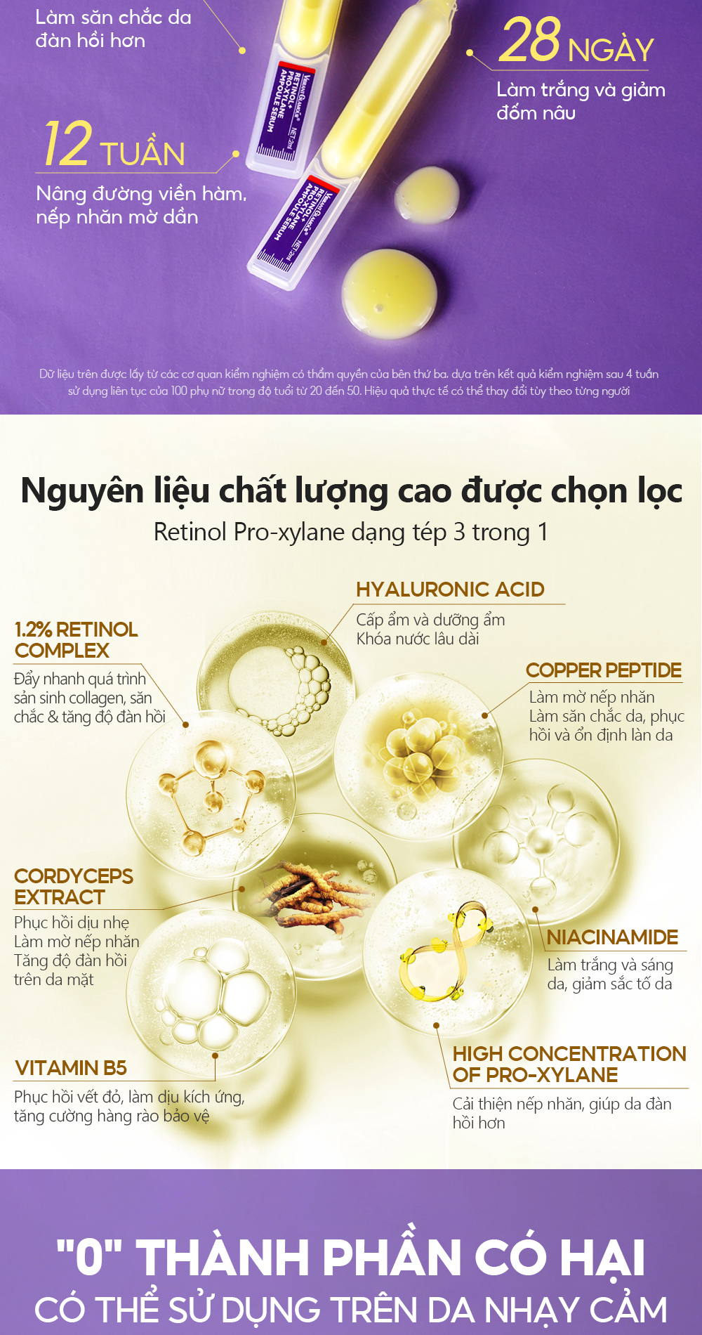 Mô tả Serum Retinol Pro-xylane 3X Chống Lão Hóa 15pcs*2ml VIBRANT GLAMOUR Làm Săn Chắc & Giảm Nếp Nhăn & Làm Mịn Da & Tăng Cường Rạng Rỡ & Dưỡng Ẩm Sâu - 11