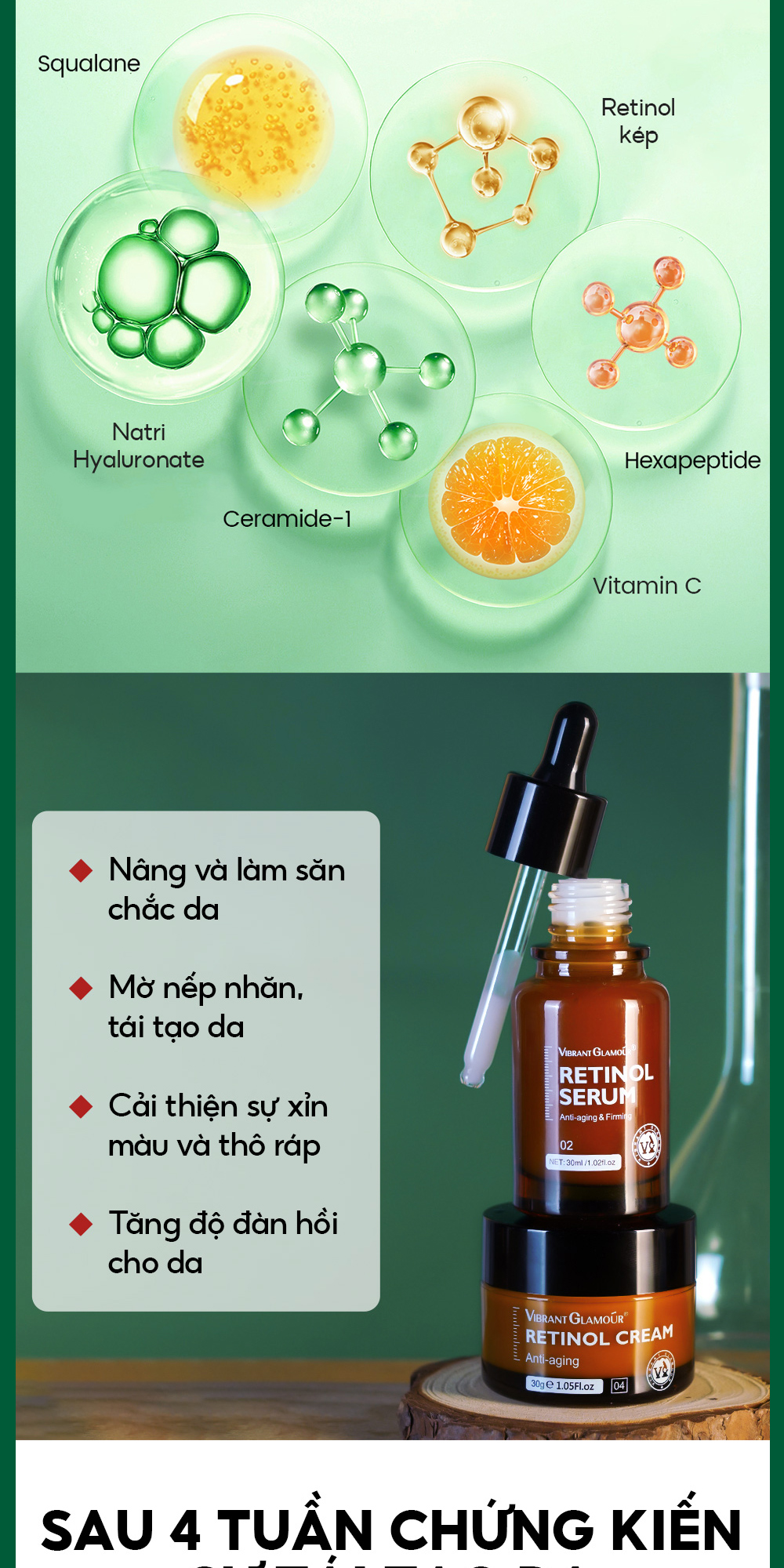 Bộ VIBRANT GLAMOUR Niacinamide Retinol chi tiết