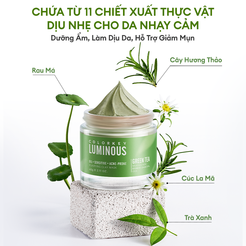 Mô tả Mặt Nạ Bùn Trà Xanh COLORKEY LUMINOUS Làm Sạch Da Không Gây Khô Da Khi Dùng 60g/hũ - 5