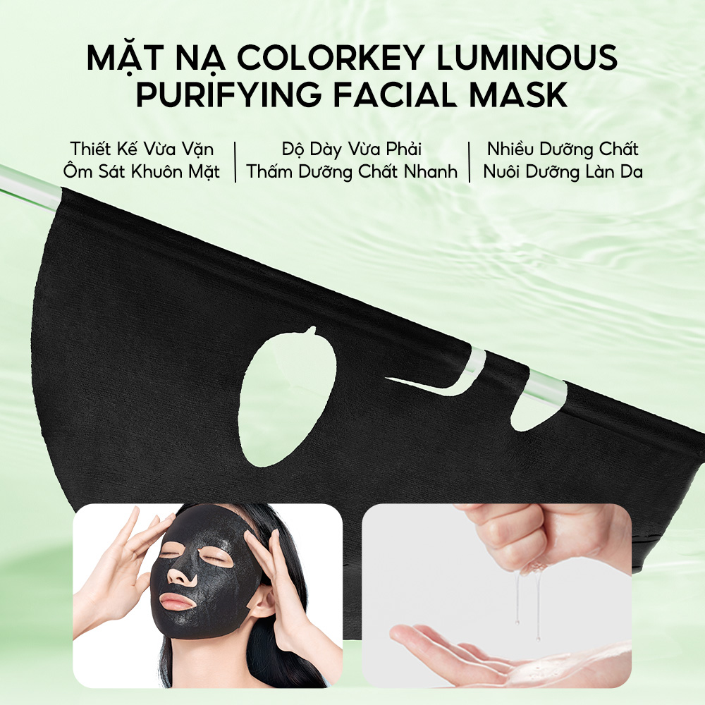Mô tả Mặt Nạ Trà Xanh 1 Hộp 10 Miếng Mặt Nạ Giấy COLORKEY LUMINOUS BHA Hỗ Trợ Giảm Dầu Mụn 25ml/miếng - 7