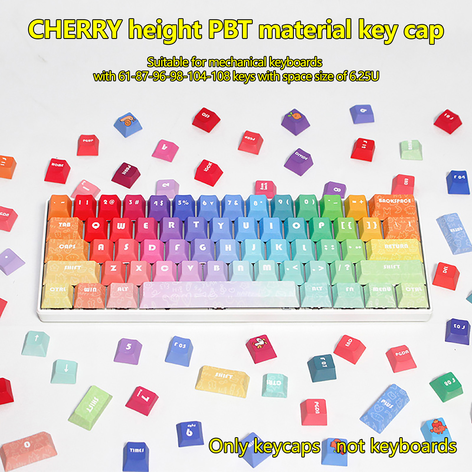 Mô tả Pbt Cherry Profile 130 / 131 / 128 / 135 Phím Bộ keycaps màu cho bàn phím cơ RK - 3