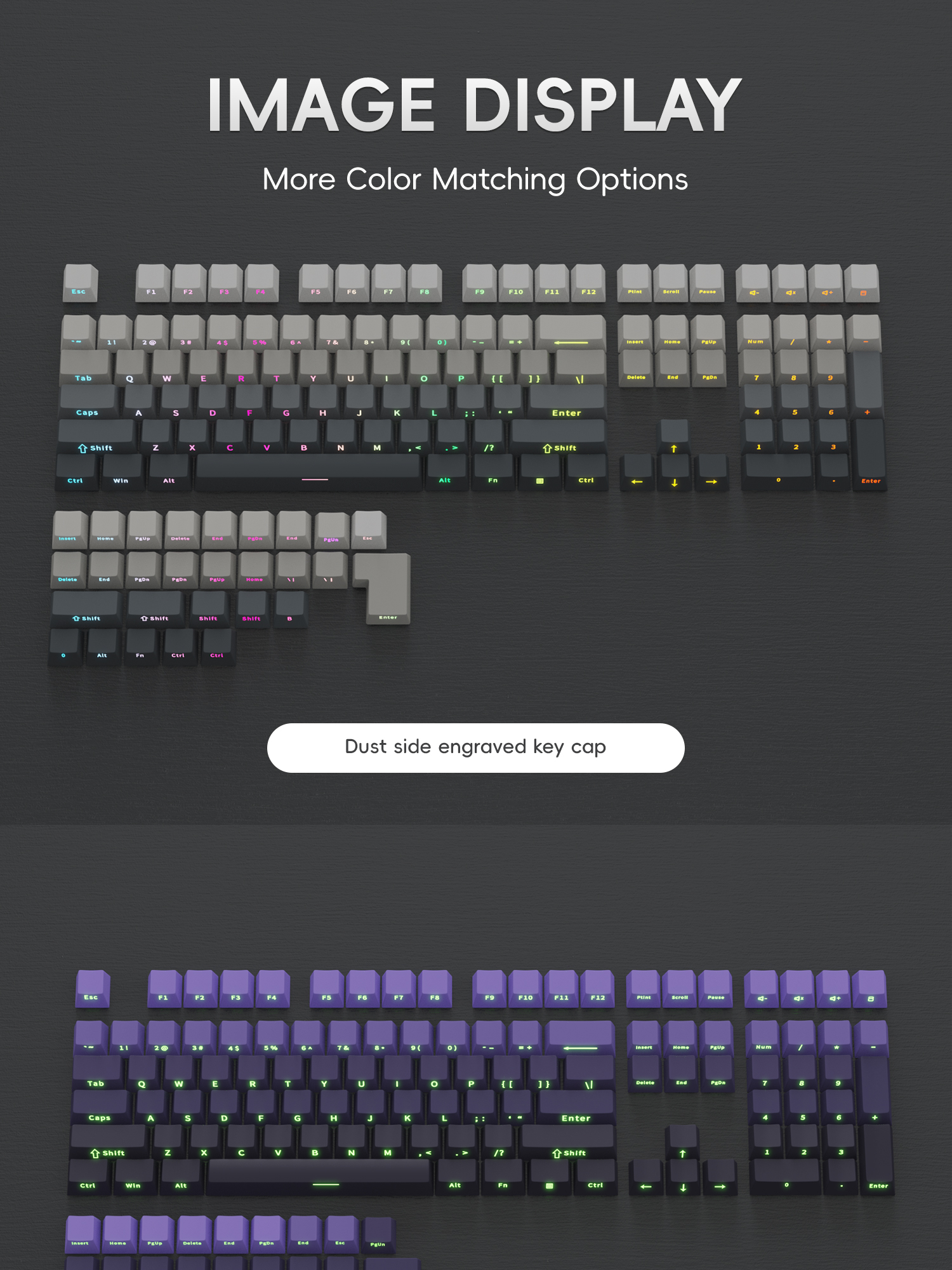 Mô tả Pbt Keycap 136 Phím OEM Chiều Cao Khắc Bên Màu Gradient keycaps Cho Bàn Phím Cơ - 6