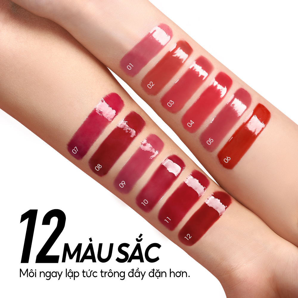 Mô tả O.two.o Lipgloss Tác dụng dưỡng ẩm watery Đế dưỡng ẩm lâu trôi và bóng bóng nhẹ cho nữ Lip Glaze Dưỡng ẩm sáng bóng Lipmakeup - 4