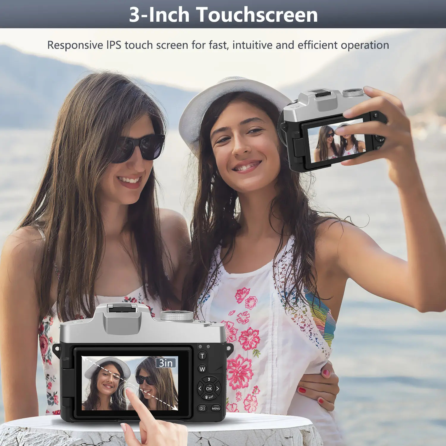 Mô tả Camera kỹ thuật số EKLEVA 75MP để chụp ảnh & quay Video, Camera Vlogging 4K với màn hình lật cảm ứng 3 inch Zoom quang 10X, Tự động lấy nét nhỏ gọn - 5