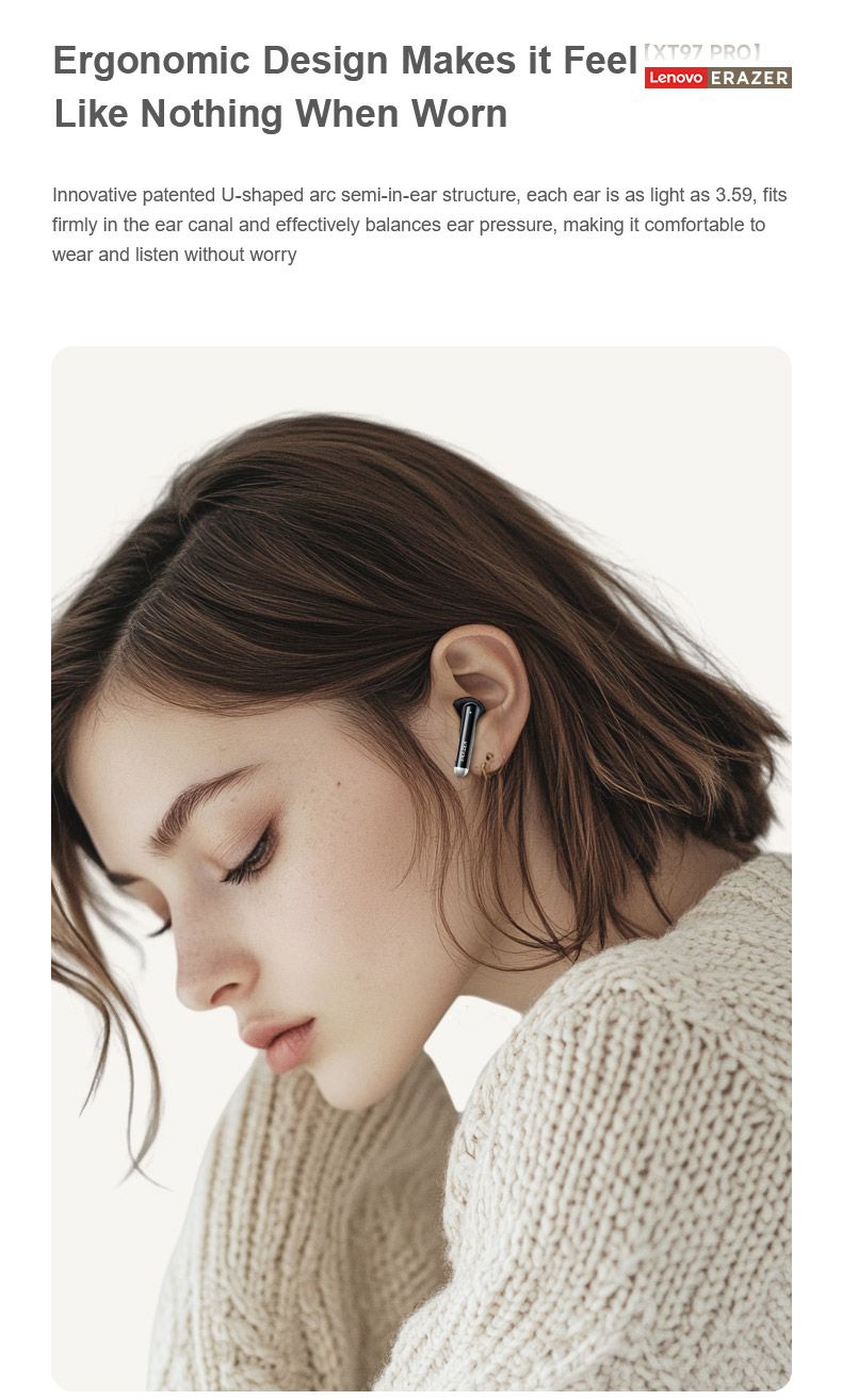 Mô tả Lenovo EARZER XT97 TWS Tai nghe không dây Tai nghe Bluetooth 5.4 Tai nghe không dây chống nước trong tai HiFi Stereo Khử tiếng ồn có micrô - 3