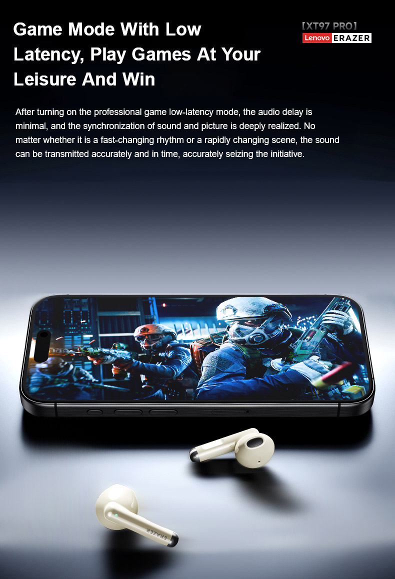 Mô tả Lenovo EARZER XT97 TWS Tai nghe không dây Tai nghe Bluetooth 5.4 Tai nghe không dây chống nước trong tai HiFi Stereo Khử tiếng ồn có micrô - 6