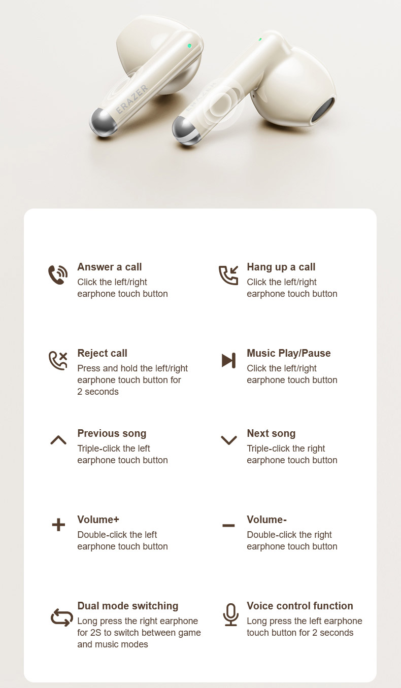 Mô tả Lenovo EARZER XT97 TWS Tai nghe không dây Tai nghe Bluetooth 5.4 Tai nghe không dây chống nước trong tai HiFi Stereo Khử tiếng ồn có micrô - 9