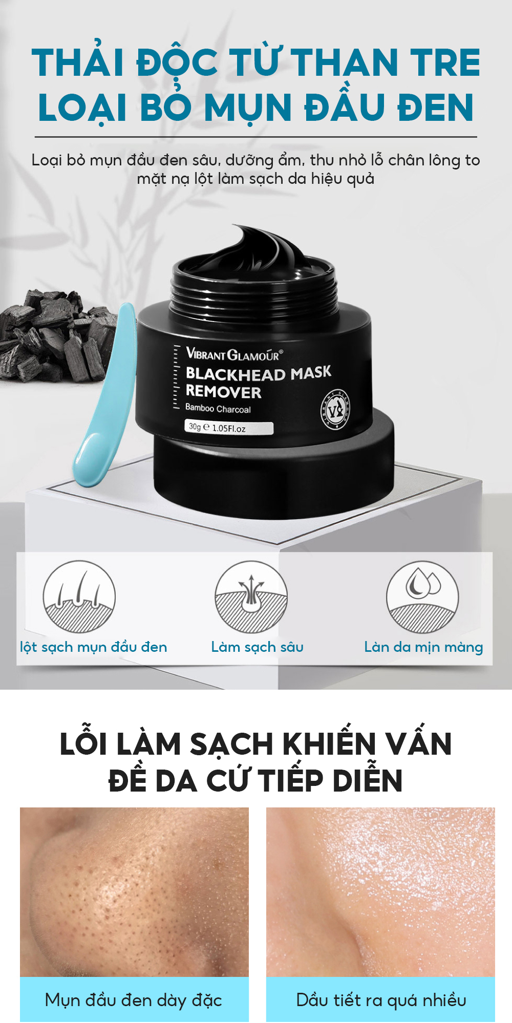 Mặt nạ than tre VIBRANT GLAMOUR lột mụn đầu đen