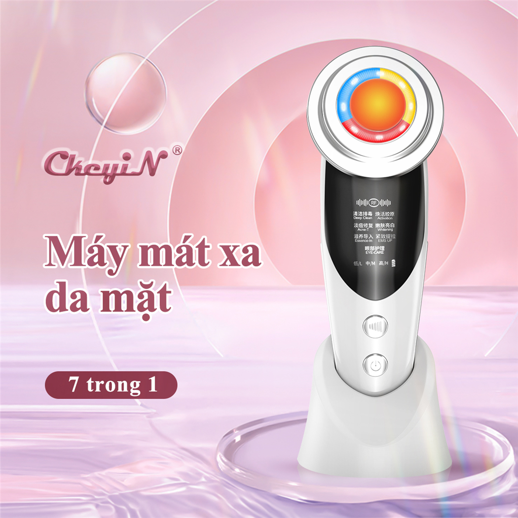 Mô tả CkeyiN Máy mát xa da mặt 7 trong 1 có đèn LED cải thiện quầng thâm nếp nhăn nâng cơ da MR528 - 1