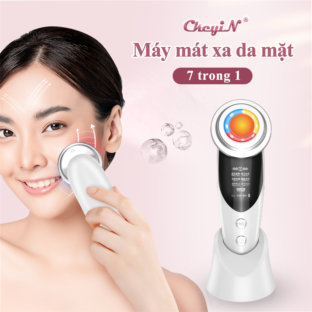 Mô tả CkeyiN Máy mát xa da mặt 7 trong 1 có đèn LED cải thiện quầng thâm nếp nhăn nâng cơ da MR528 - 2